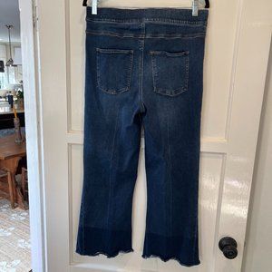 EUC high waisted Spanx crop flare fringe jeans, XL